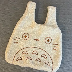New Studio Ghibli My Neighbor Totoro Inspired Small Tote Bag White Cream Fleece